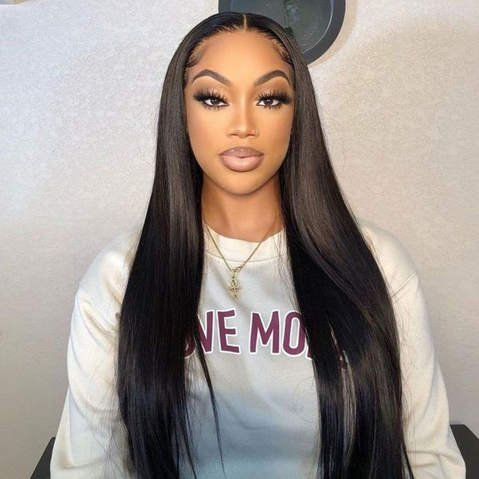 30 Inch Natural Black Human Hair Lace Front Wig