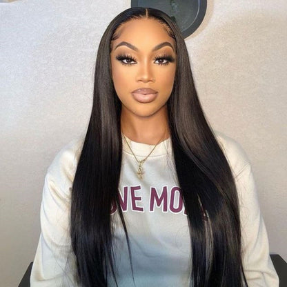 30 Inch Natural Black Human Hair Lace Front Wig