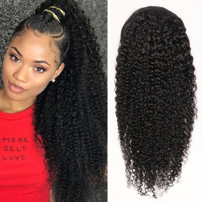 Natural Wavy Brazilian Human Hair Ponytail |Afro Clip In Extensions