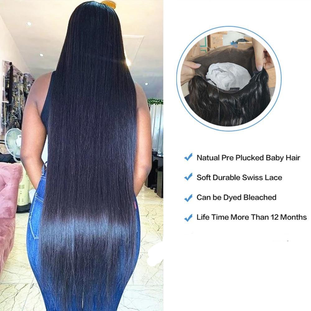 30 Inch HD Straight Long Human Hair Lace Front Wig