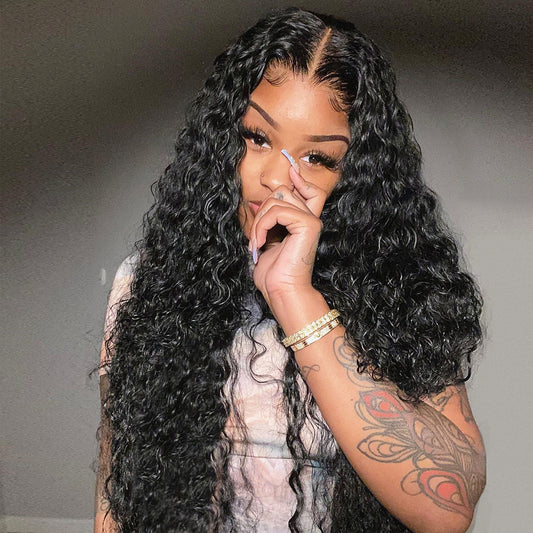 40inch Long Deep Wave HD Transparent Lace Frontal Human Hair Wig