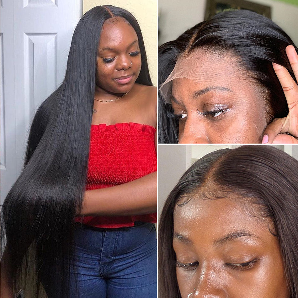 613 30inch Long Straight Human Hair Lace Front Wig |Natural Color
