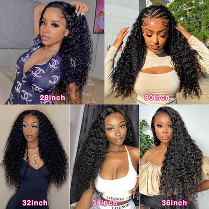 40inch Long Deep Wave HD Transparent Lace Frontal Human Hair Wig