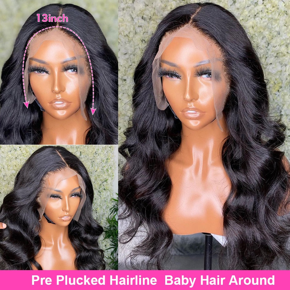 13X4 Body Wave Transparent Lace Frontal Human Hair Wigs