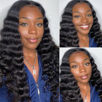 Loose Deep Wave 13x4 Transparent Human Hair Lace Frontal Wigs