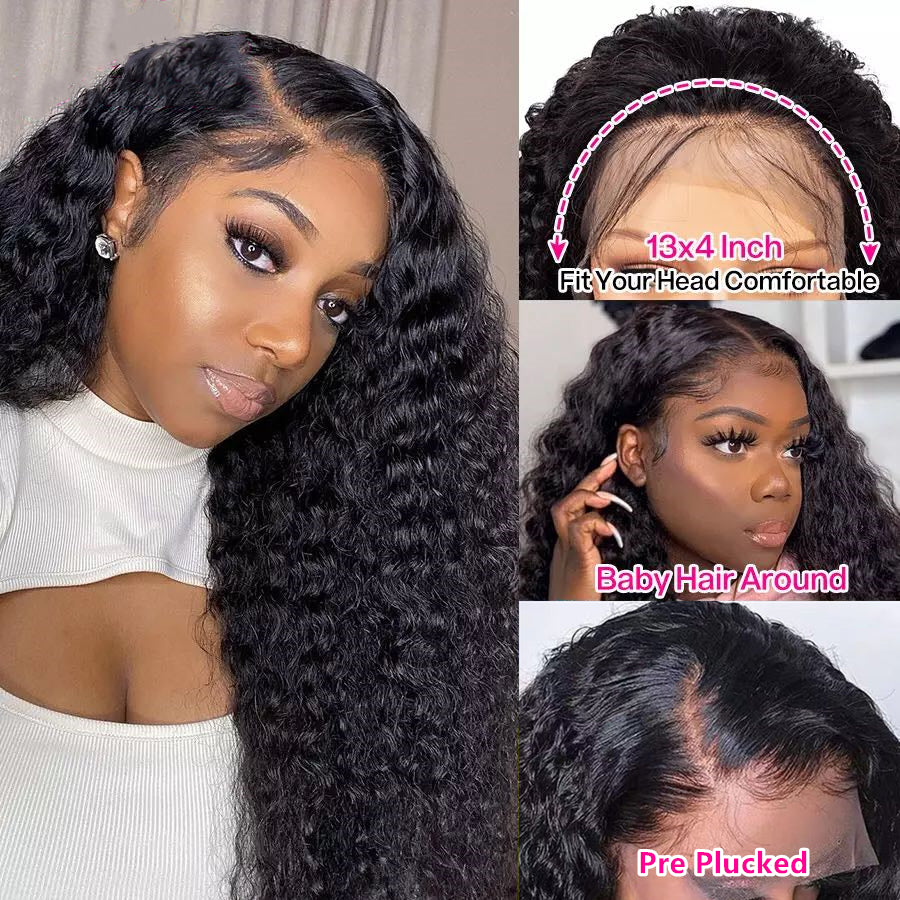 13x4 Deep Wave-Kinky Curly  Lace Front Human Hair Wigs