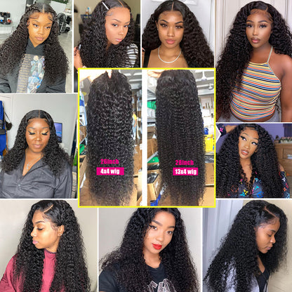 13x4 Deep Wave-Kinky Curly  Lace Front Human Hair Wigs