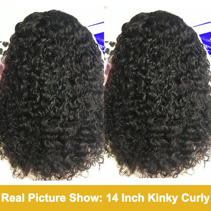 Short Curly Kinky Human Hair Headband Wigs