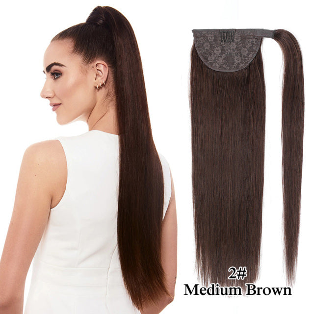 Straight Brazilian Human Hair Ponytail Clip In Extensions