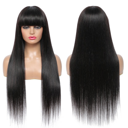 Straight Human Hair Wigs With Bangs