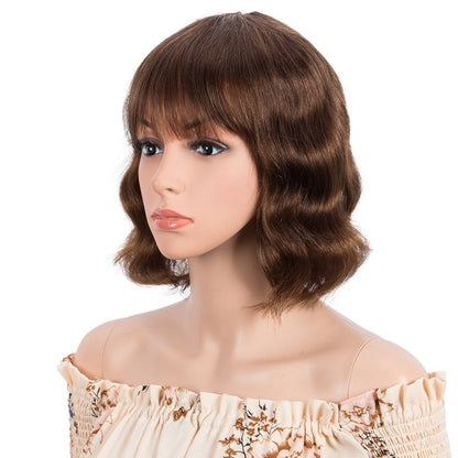 Short Loose Wave Human Hair Wigs With Bangs For Women