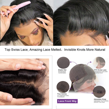 Straight Yaki Kinky 13x6 HD Lace Frontal Human Hair Wigs |30 32 Inch