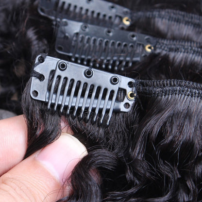 3B 3C Afro Kinky Curly Clip In Hair Extensions Human Hair Full Head Sets