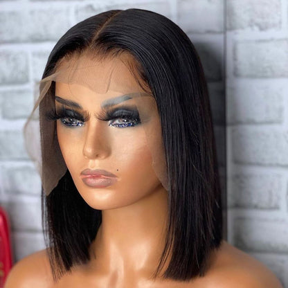 Straight Bone Short Bob Lace Front Human Hair Wigs