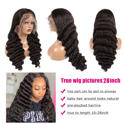 Loose Deep Wave 13x4 Transparent Human Hair Lace Frontal Wigs