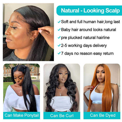Straight  360 HD Transparent Lace Frontal 30 Inch Wigs