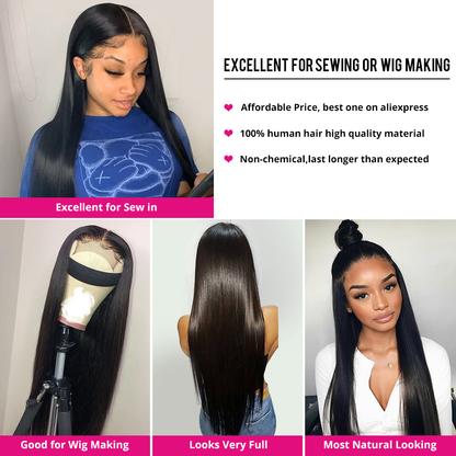 Bone Straight Brazilian Human Hair Bundle|40'' 40'' 40'' With 24''Closure