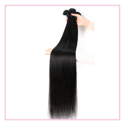 Bone Straight Brazilian Human Hair Bundle|40'' 40'' 40'' With 24''Closure