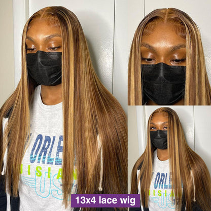 13x4 Ombre Straight Blonde Colored Lace Front Human Hair Wig|30inch