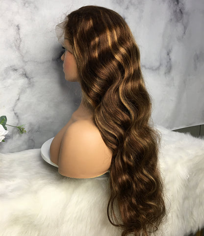 30inch Long Honey Blonde Body Wave Human Hair Wig