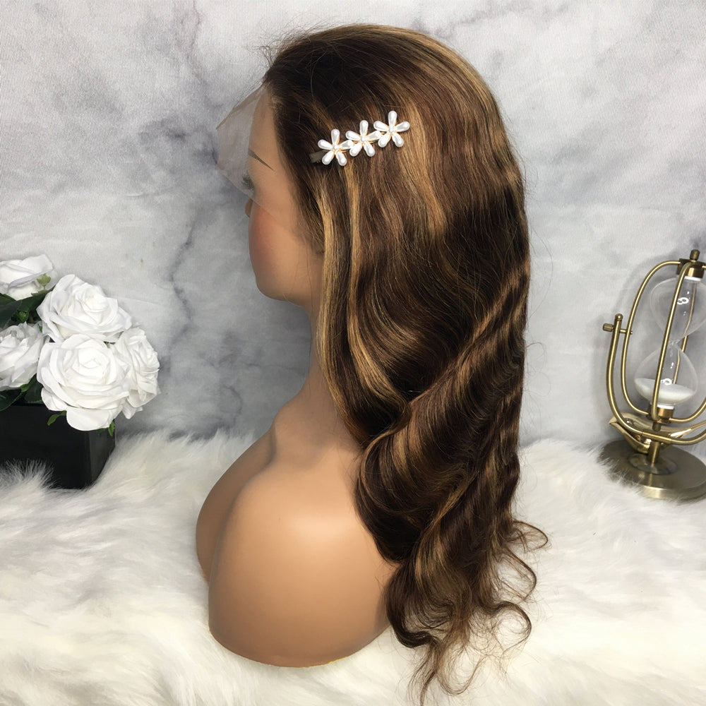 30inch Long Honey Blonde Body Wave Human Hair Wig