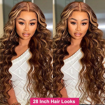 30inch Long Honey Blonde Body Wave Human Hair Wig