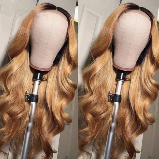 28inch Long Honey Blonde Body Wave Human Hair Lace Front Wigs